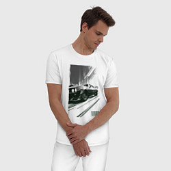 Пижама хлопковая мужская Гоночный спорткар, цвет: белый — фото 2