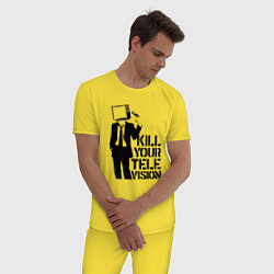 Пижама хлопковая мужская Убей свой телевизор, цвет: желтый — фото 2