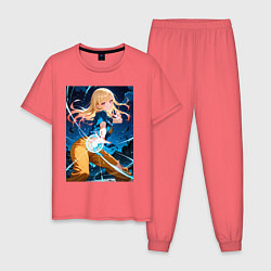 Пижама хлопковая мужская Марин Китагава косплей Dragon Ball, цвет: коралловый