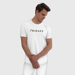 Пижама хлопковая мужская Friends, цвет: белый — фото 2