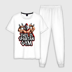 Пижама хлопковая мужская Spartan gym, цвет: белый
