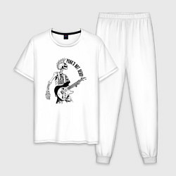 Пижама хлопковая мужская Skeleton guitarist - punks not dead motto, цвет: белый