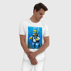 Пижама хлопковая мужская Homer diving - ai art fantasy, цвет: белый — фото 2