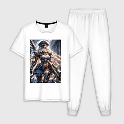 Пижама хлопковая мужская Девушка в стиле игры Red Alert, цвет: белый