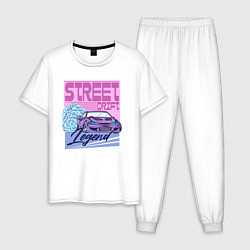 Пижама хлопковая мужская Street drift, цвет: белый