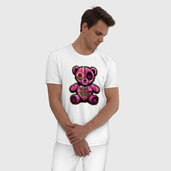 Пижама хлопковая мужская Pink bear, цвет: белый — фото 2