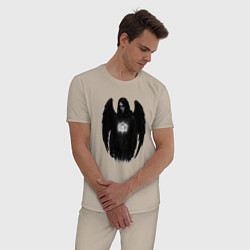 Пижама хлопковая мужская Bones с черными крыльями, цвет: миндальный — фото 2