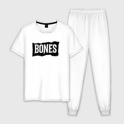 Пижама хлопковая мужская Bones лого, цвет: белый