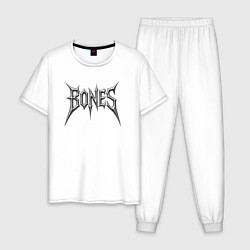 Пижама хлопковая мужская Bones металлическое лого, цвет: белый