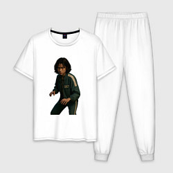 Пижама хлопковая мужская Игрок 067 в стойке, цвет: белый