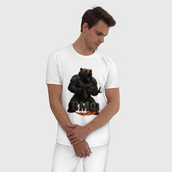 Пижама хлопковая мужская ВМФ стреляющий медведь, цвет: белый — фото 2