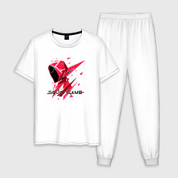 Пижама хлопковая мужская Страж из Игры в кальмара, цвет: белый