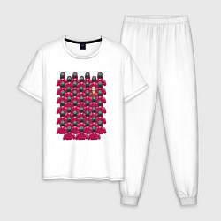 Пижама хлопковая мужская Армия игры в кальмара и профессор, цвет: белый