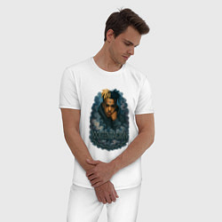 Пижама хлопковая мужская XXXTentacion внутри облаков, цвет: белый — фото 2