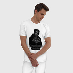 Пижама хлопковая мужская XXXTentacion в черно-белом стиле, цвет: белый — фото 2