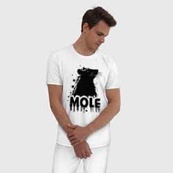 Пижама хлопковая мужская Крот в черных каплях, цвет: белый — фото 2