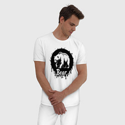 Пижама хлопковая мужская Черный медведь в круге, цвет: белый — фото 2