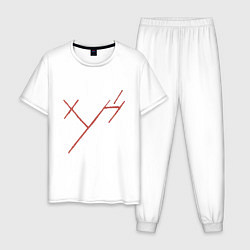 Пижама хлопковая мужская Три буквы: красные, цвет: белый