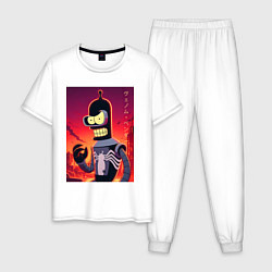 Пижама хлопковая мужская Веном Бендер - мем, цвет: белый