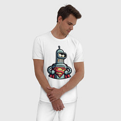 Пижама хлопковая мужская Super Bender meme, цвет: белый — фото 2