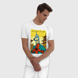 Пижама хлопковая мужская Spider Bender -Japanese style, цвет: белый — фото 2