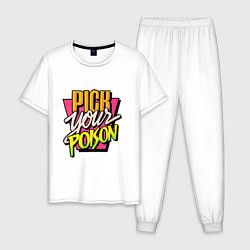 Пижама хлопковая мужская Pick your poison, цвет: белый