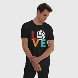 Пижама хлопковая мужская Love volley, цвет: черный — фото 2