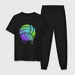 Пижама хлопковая мужская Purple volleyball, цвет: черный