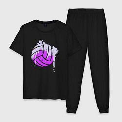 Пижама хлопковая мужская Purple ball, цвет: черный