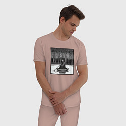 Пижама хлопковая мужская Призрак в лодке, цвет: пыльно-розовый — фото 2