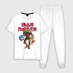 Пижама хлопковая мужская Iron Maiden, цвет: белый
