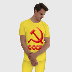 Пижама хлопковая мужская СССР Логотип, цвет: желтый — фото 2