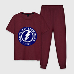 Пижама хлопковая мужская HC Tampa Bay Lightning, цвет: меланж-бордовый
