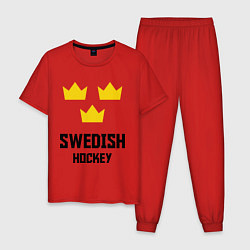 Пижама хлопковая мужская Swedish Hockey, цвет: красный