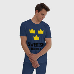 Пижама хлопковая мужская Swedish Hockey, цвет: тёмно-синий — фото 2