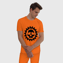 Пижама хлопковая мужская Череп в стиле стим панк цвета оранжевый — фото 2