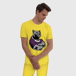 Пижама хлопковая мужская Сильная пантера цвета желтый — фото 2