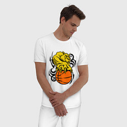Пижама хлопковая мужская Тигр с мячом, цвет: белый — фото 2