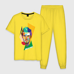 Пижама хлопковая мужская Дэвид Бэкхем: фан-арт, цвет: желтый