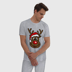 Пижама хлопковая мужская Рождественский олень, цвет: меланж — фото 2