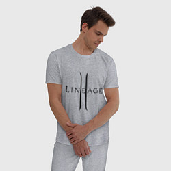 Пижама хлопковая мужская Lineage logo, цвет: меланж — фото 2