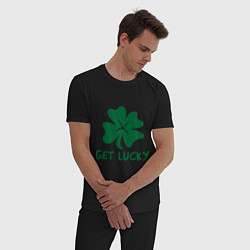 Пижама хлопковая мужская Get lucky, цвет: черный — фото 2