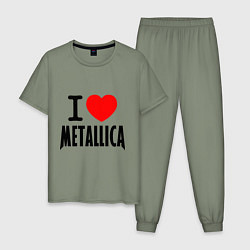 Пижама хлопковая мужская I love Metallica, цвет: авокадо