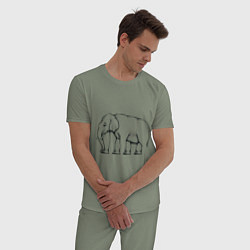 Пижама хлопковая мужская Сколько ног у слона, цвет: авокадо — фото 2