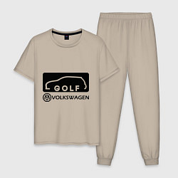 Пижама хлопковая мужская Фольцваген гольф, цвет: миндальный