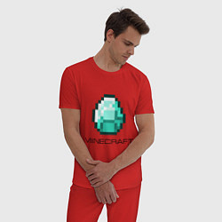 Пижама хлопковая мужская Minecraft Diamond, цвет: красный — фото 2