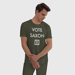 Пижама хлопковая мужская Vote Saxon, цвет: меланж-хаки — фото 2