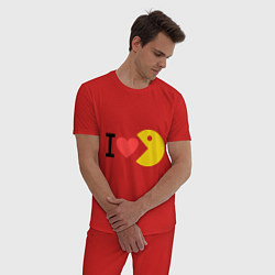 Пижама хлопковая мужская I love Packman, цвет: красный — фото 2