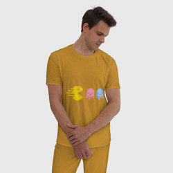 Пижама хлопковая мужская Pac-Man: Fast Eat, цвет: горчичный — фото 2
