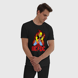 Пижама хлопковая мужская AC/DC Homer, цвет: черный — фото 2